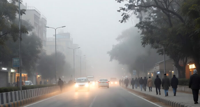 delhi-ncr-cold-wave-dense-f Dense fog and cold wave conditions in Delhi-NCR on a winter morning