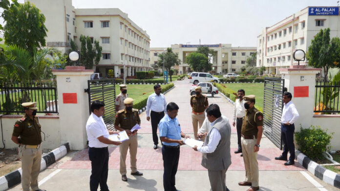 ed-attaches-al-falah-univer ED officers inspect attached properties at Al-Falah University campus in Faridabad