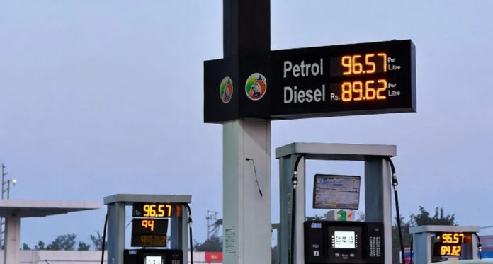 fuel-prices-india-january-4 Petrol and diesel price board at an Indian fuel station showing updated rates