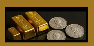 Gold and silver jewelry displayed at an Indian bullion market as prices drop on New Year’s Day 2026.