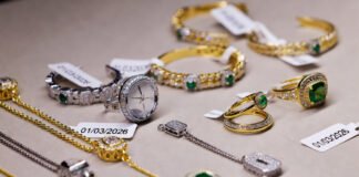 Gold and silver jewelry displayed with updated price tags on January 3, 2026