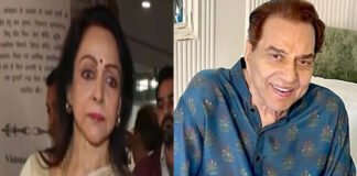 Hema Malini speaking about Dharmendra’s final days while Sunny Deol looks on