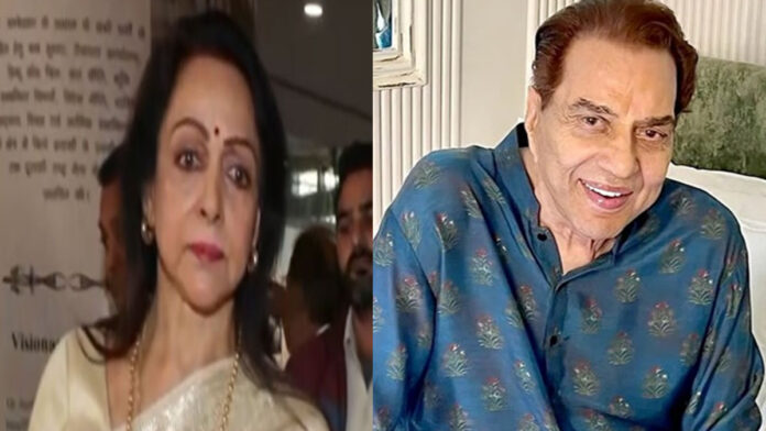 hema-malini-dharmendra-sunn Hema Malini speaking about Dharmendra’s final days while Sunny Deol looks on