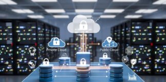 Hybrid cloud architecture combining private and public cloud for enterprise security