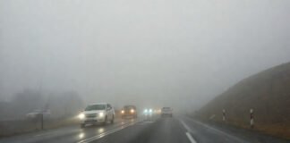 Dense fog covering a highway in North India during winter
