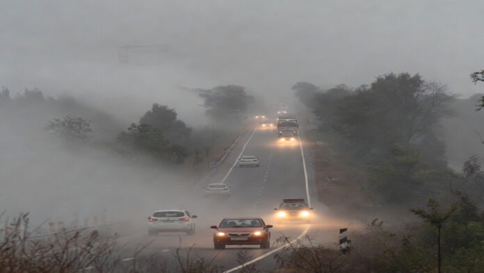 Dense fog and cold wave conditions in North India winter morning