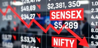 Indian stock market opening in red with Sensex and Nifty falling on Wednesday