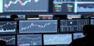 Indian stock market opening bell with Sensex and Nifty charts showing early gains