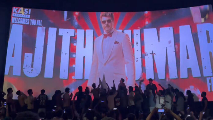 mankatha-re-release-ajith-k Ajith Kumar fans celebrating Mankatha re-release inside a packed movie theater