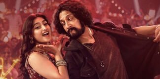 Kiccha Sudeep in an intense action scene from the film Mark