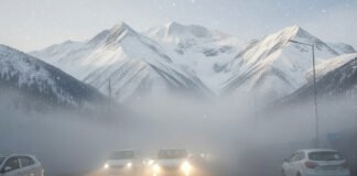 Dense fog and severe cold wave across North India with snowfall in the Himalayas and reduced visibility in major cities