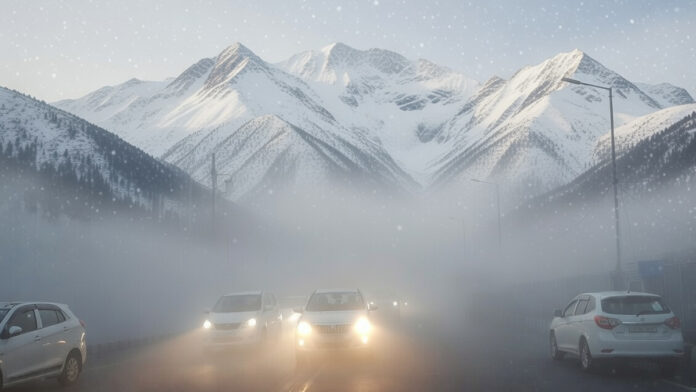 north-india-cold-wave-fog-s Dense fog and severe cold wave across North India with snowfall in the Himalayas and reduced visibility in major cities