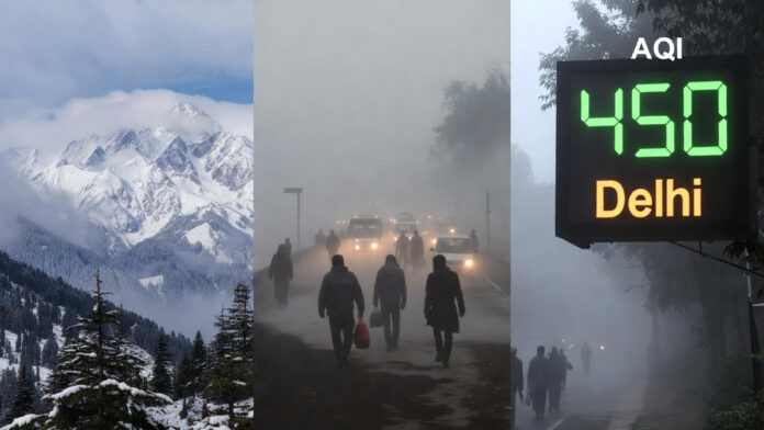 north-india-weather-snowfal Snowfall and foggy conditions in North India with IMD weather alert for rain, temperature rise and severe pollution