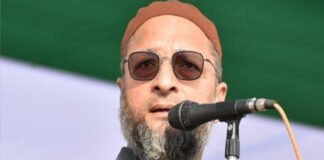 Asaduddin Owaisi addressing media after defending his hijab-wearing woman PM remark