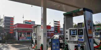 Petrol and diesel price board at an Indian fuel station on January 2, 2026
