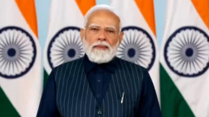 pm-narendra-modi-2036-olymp Prime Minister Narendra Modi virtually addressing the 72nd Senior National Volleyball Championship in Varanasi while reaffirming India's 2036 Olympics hosting preparations