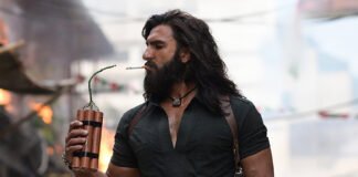 Ranveer Singh in a powerful action scene from the film Dhurandhar