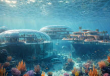 Saudi Arabia Unveils Fully Underwater ‘Water Village’ in NEOM Mega-Project Conceptual rendering of NEOM Water Village underwater luxury settlement in Red Sea with marine life visible