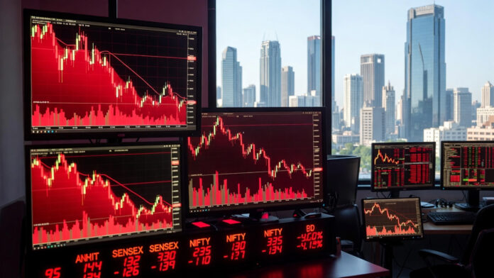 sensex-nifty-market-fall-19 Sensex and Nifty fall sharply as global tariff concerns, weak rupee, and heavy selling drag Indian stock markets lower