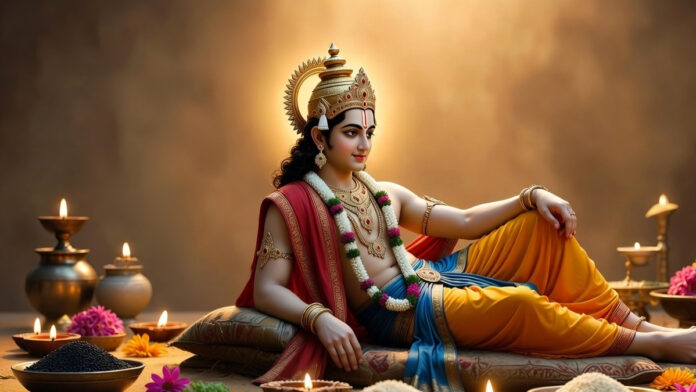 shattila-ekadashi-2026-lord Devotees worshipping Lord Vishnu with sesame seed offerings on Shattila Ekadashi for spiritual blessings and prosperity