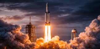 SpaceX rocket launch symbolizing potential IPO and company growth