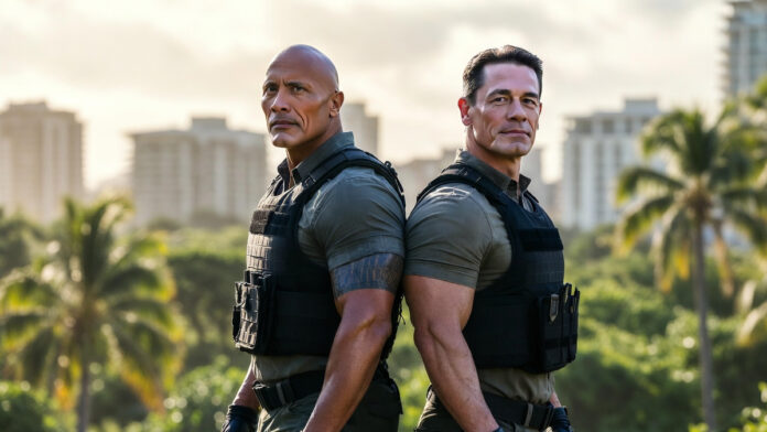 the-rock-john-cena-handshak Dwayne Johnson and John Cena announce their new action comedy film Handshake