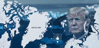 Donald Trump and Greenland map highlighting US strategic interest in the Arctic region
