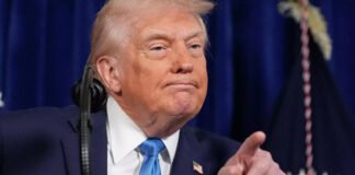 Donald Trump speaking on NATO defense spending and security guarantees