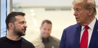 US President Donald Trump and Ukrainian President Volodymyr Zelenskyy during bilateral meeting at Davos World Economic Forum 2026