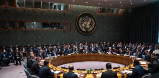 US and Russian diplomats exchange sharp statements during a UN Security Council meeting on Ukraine.