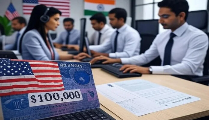 USCIS building with signage indicating new H-1B premium processing fee changes effective 2026