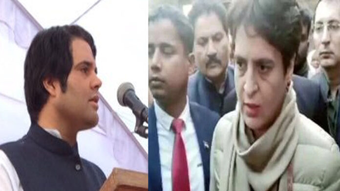 varun-gandhi-priyanka-gandh A conceptual political image showing Priyanka Gandhi and Varun Gandhi in a neutral meeting context.