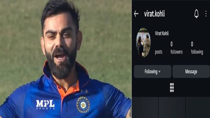 virat-kohli-instagram-accou Virat Kohli during a cricket match as his Instagram account suddenly disappears