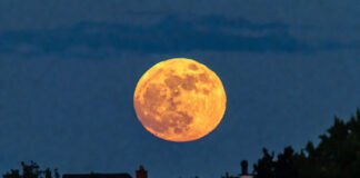Wolf Supermoon appearing large and bright in the night sky on January 3, 2026