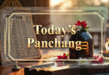 Panchang Today, Feb. 23, 2026: Shubh Muhurat, Rahu Kaal, Moon Transit & Monday Remedies Hindu Panchang calendar and Shivling with diya for Monday worship
