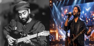 Arijit Singh performing live during a stadium concert as he announces 2026–27 world tour
