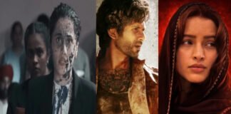 Assi and O Romeo box office comparison showing Taapsee Pannu courtroom scene and Shahid Kapoor action sequence