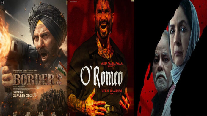 bollywood-weekend-box-offic Bollywood box office films collage featuring Border 2, Mardaani 3 and Tu Ya Main scenes