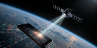 Smartphone connecting directly to satellite in space