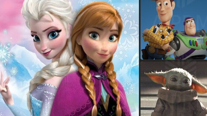 disney-2026-movie-release-d Collage of Disney’s upcoming 2026 films including Frozen 3 and Toy Story 5