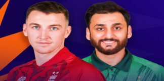 England and Pakistan captains at toss during T20 World Cup 2026 Super 8 match in Pallekele
