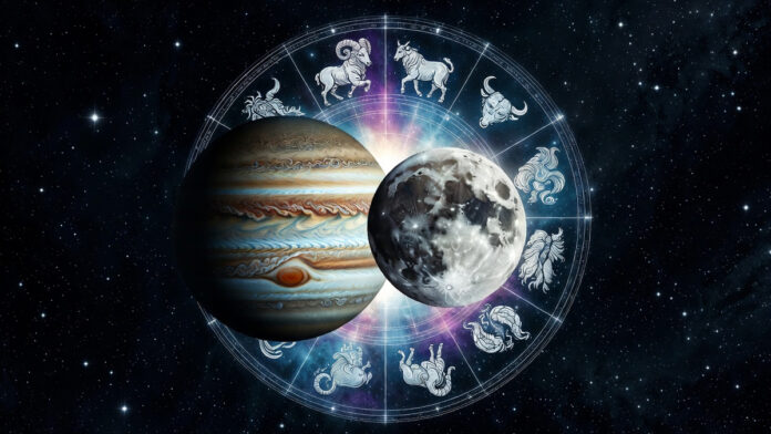 gajakesari-yoga-2026-astrol Jupiter and Moon alignment symbolizing Gajakesari Yoga