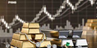 Gold bars and silver bullion displayed as domestic gold hits ₹1.60 lakh and silver jumps ₹6,670