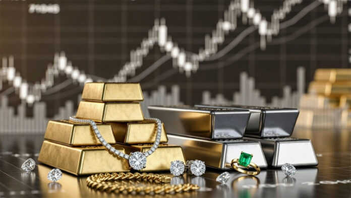 gold-1-60-lakh-silver-2-67- Gold bars and silver bullion displayed as domestic gold hits ₹1.60 lakh and silver jumps ₹6,670