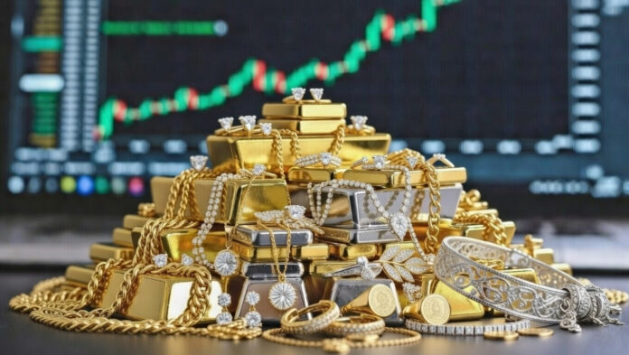 gold-silver-price-surge-202 Gold and silver bars stacked as prices surge amid global economic uncertainty