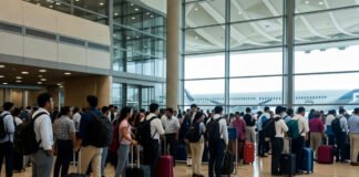 International travelers at Indian airport following revised duty-free baggage rules
