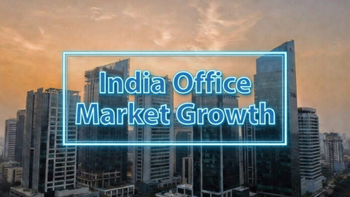 india-gcc-office-demand Modern corporate office buildings representing India’s growing GCC demand