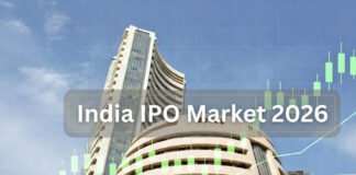 Bombay Stock Exchange building with rising stock market graph symbolizing IPO growth in India