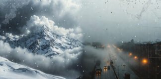 India weather update showing snowfall in Himalayas and dense fog in Delhi
