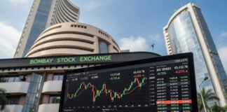 Indian stock market trading screen showing live index and price movements